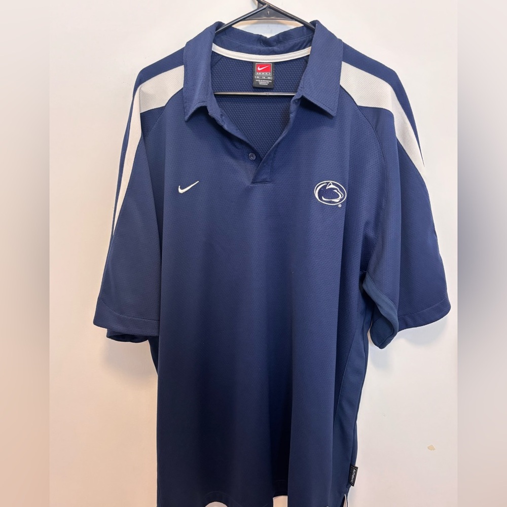 Nike Blue Performance Polo Shirt with Moisture-Wicking Fabric. Penn state